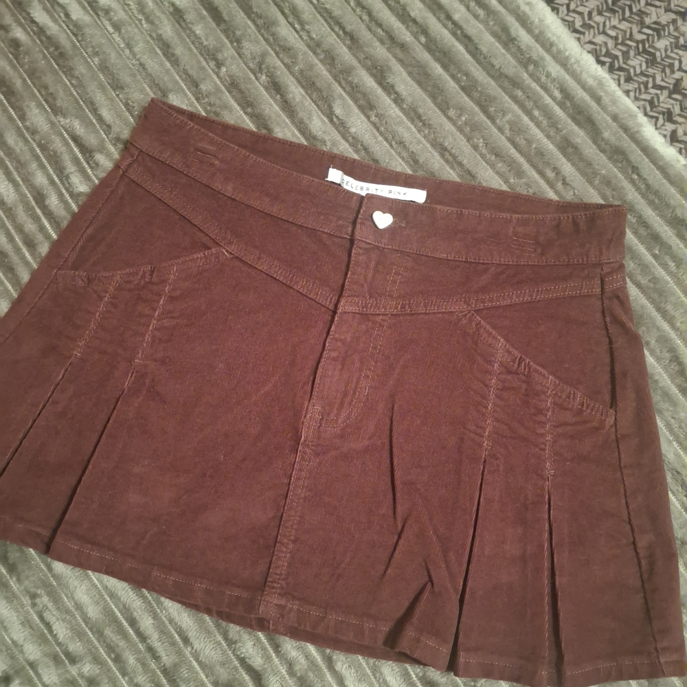 Celebrity Pink Corduroy Mini Skirt in Burgundy